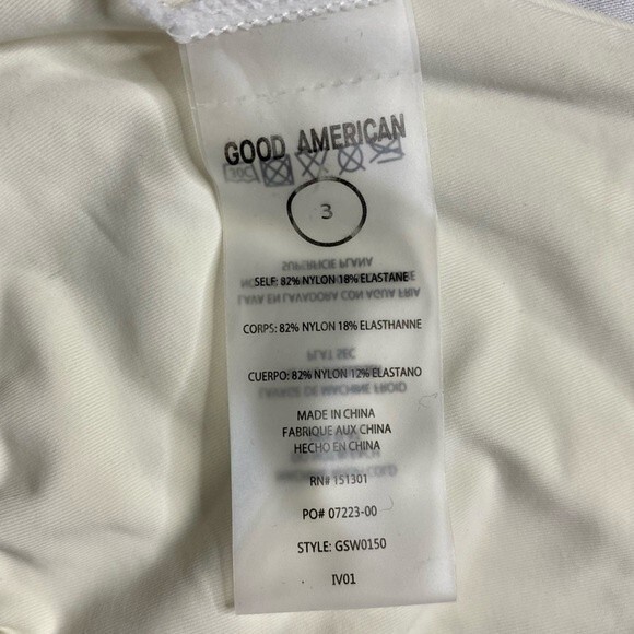 NWT Good American Matte Tiny Ties Triangle Bikini Top Ivory 001 Size 3 (Large) - Picture 7 of 11